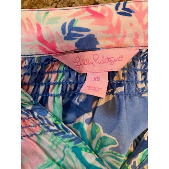 Lilly Pulitzer Blouse Womens XS Elsa Top Silk Multi Jet Stream Print - Picture 5 of 6